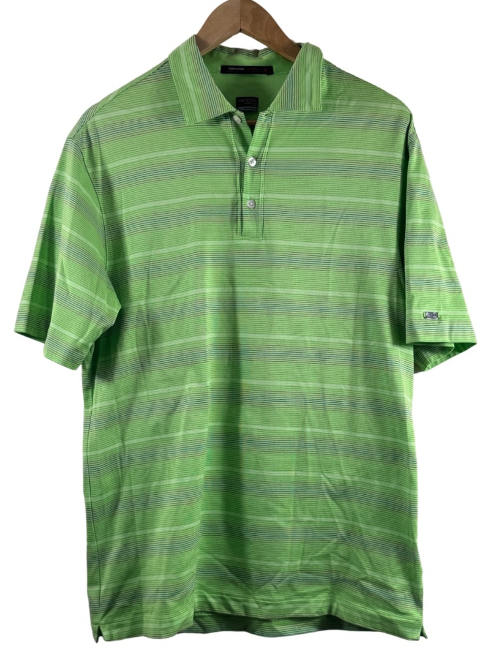Nike Tiger Woods Collection Green Striped Golf Polo Men’s M FitDry